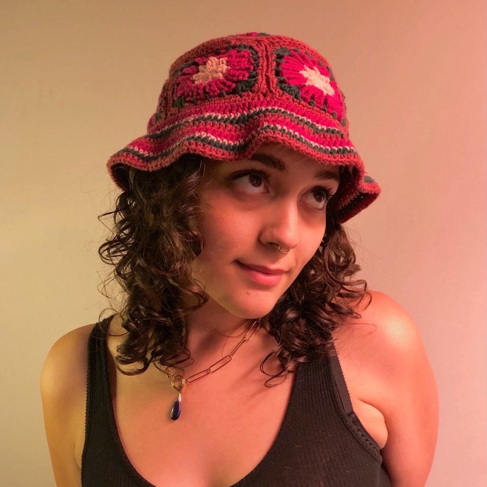 Crochet floral springtime bucket hat handmade